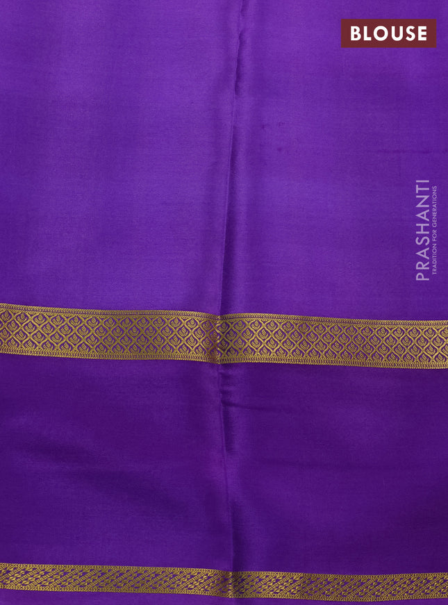 Pure mysore silk saree lavender and violet shade with allover checks & geometric prints and rettapet zari woven border