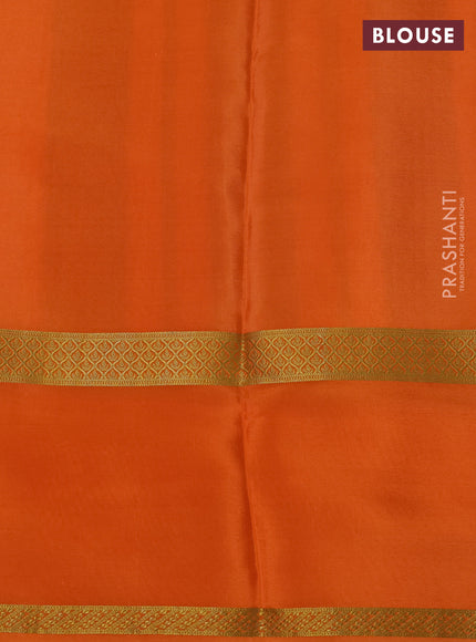 Pure mysore silk saree multi colour and orange with allover checks & geometric prints and rettapet zari woven border