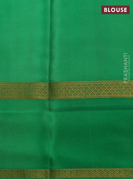 Pure mysore silk saree green with allover checks & geometric prints and rettapet zari woven border