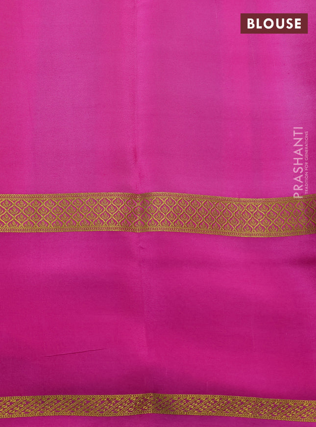Pure mysore silk saree multi colour and pink with allover checks & geometric prints and rettapet zari woven border