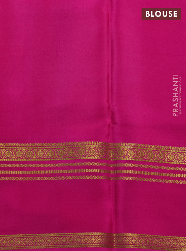 Pure mysore silk saree baby pink and pink with allover shibori prints and rettapet zari woven border