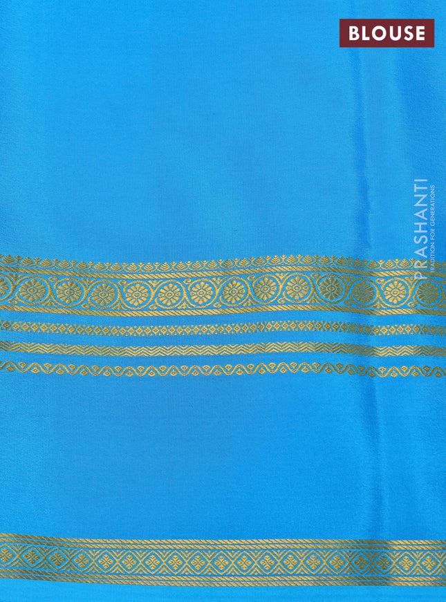 Pure mysore silk saree teal blue with allover shibori prints and rettapet zari woven border