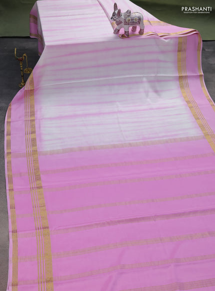 Pure mysore silk saree baby pink with allover shibori prints and rettapet zari woven border