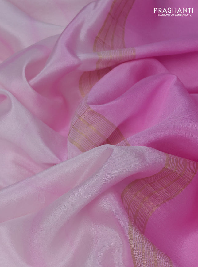 Pure mysore silk saree baby pink with allover shibori prints and rettapet zari woven border