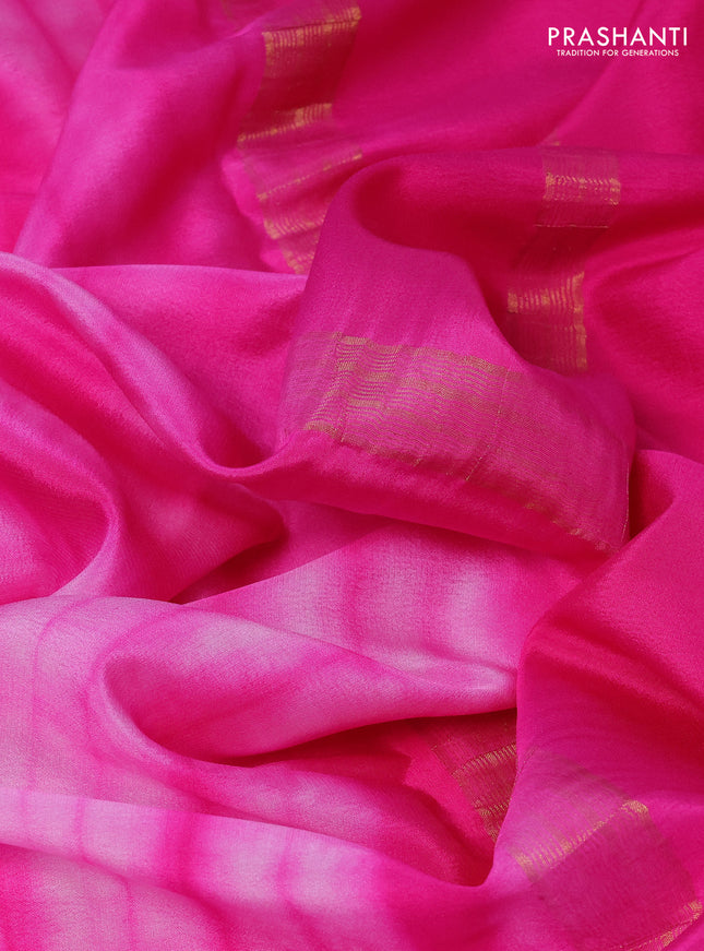Pure mysore silk saree pink with allover shibori prints and rettapet zari woven border