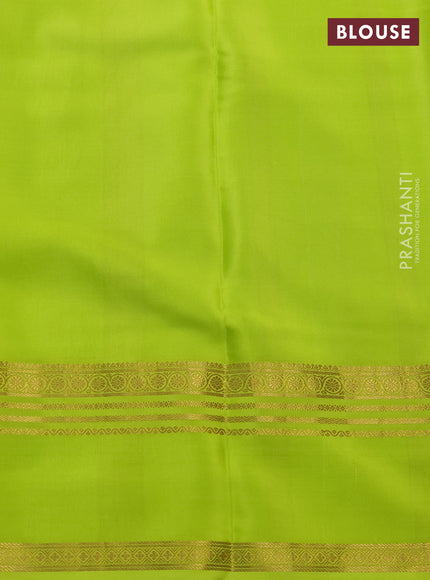 Pure mysore silk saree off white and fluorescent green with allover shibori prints and rettapet zari woven border