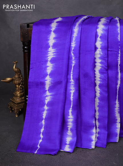 Printed silk saree royal blue and mustard yellow with shibori prints and kalamkari hand painted pallu & blouse