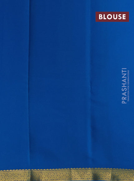 Pure mysore silk saree grey and cs blue with allover zari checks and zari woven border