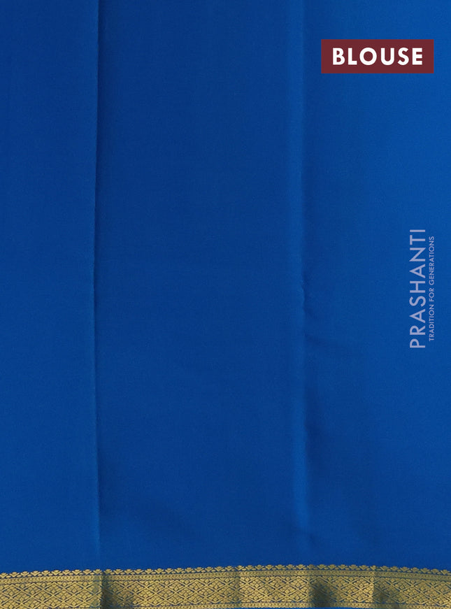 Pure mysore silk saree grey and cs blue with allover zari checks and zari woven border