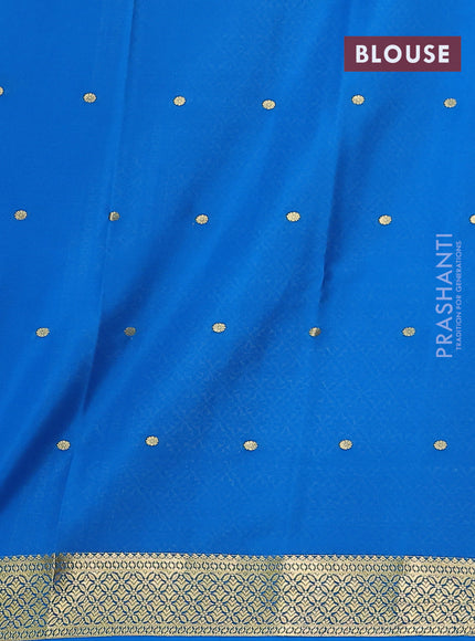 Pure mysore silk saree lime green and cs blue with zari woven buttas and zari woven border