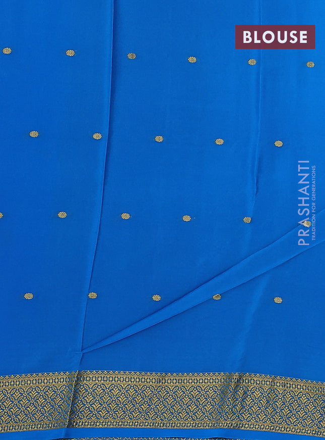 Pure mysore silk saree deep purple and cs blue with zari woven buttas and zari woven border