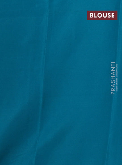 Pure mysore silk saree purple and teal blue with zari woven buttas and zari woven border