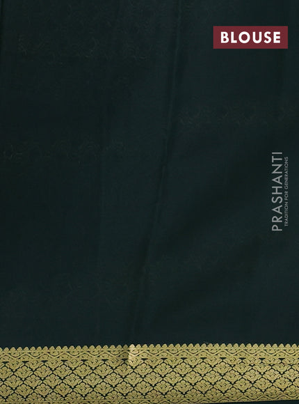 Pure mysore silk saree deep maroon and green with zari woven buttas and zari woven border