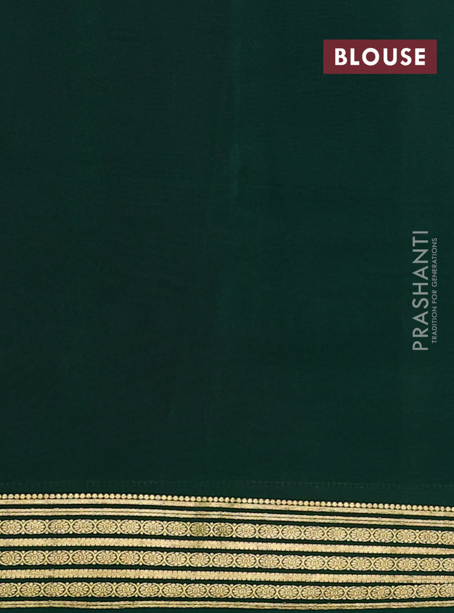 Pure mysore silk saree pink and green with plain body and zari woven border