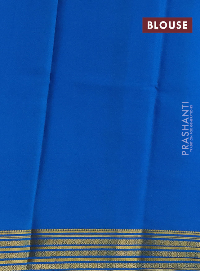 Pure mysore silk saree purple and cs blue with plain body and zari woven border