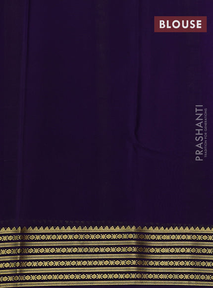 Pure mysore silk saree lavender and violet with plain body and zari woven border