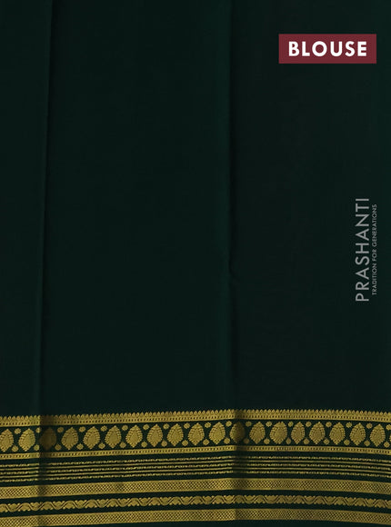 Pure mysore silk saree pink and green with plain body and zari woven border