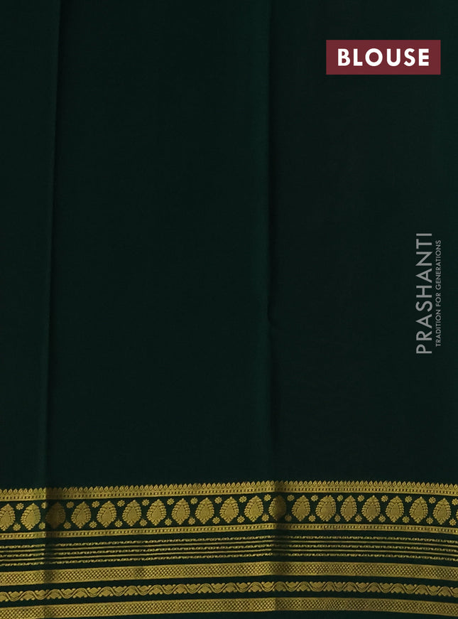Pure mysore silk saree pink and green with plain body and zari woven border