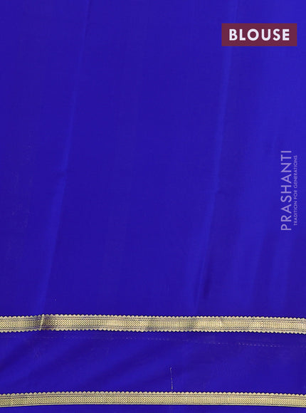 Pure mysore silk saree pale yellow and royal blue with allover zari checked pattern and rettapet zari woven border