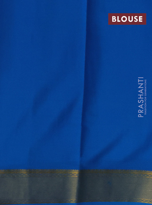 Pure mysore silk saree lime green and cs blue with plain body and zari woven border