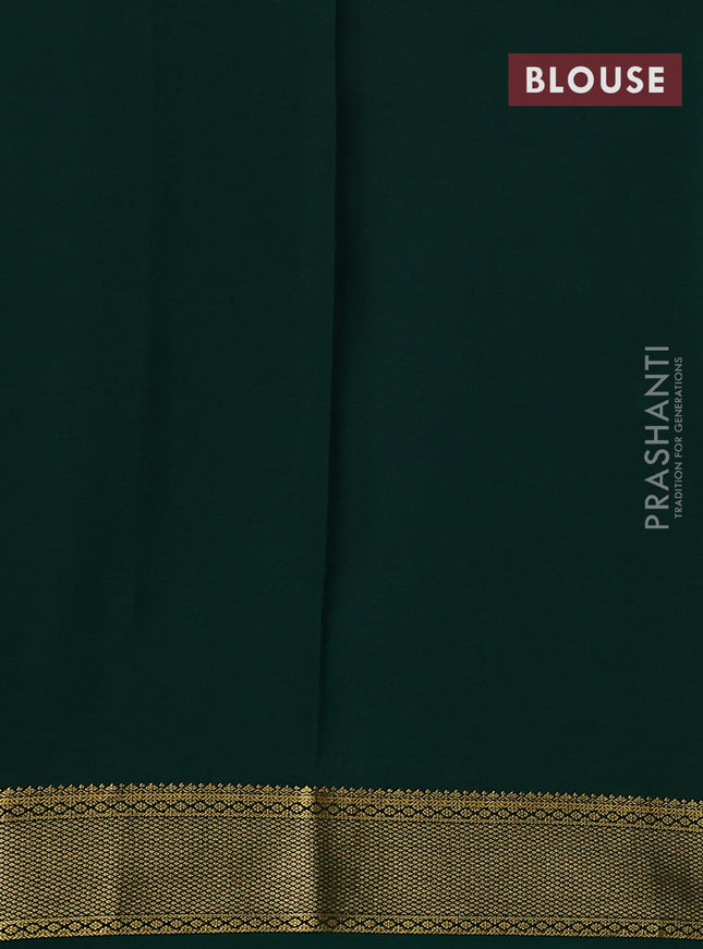 Pure mysore silk saree red and green with plain body and zari woven border