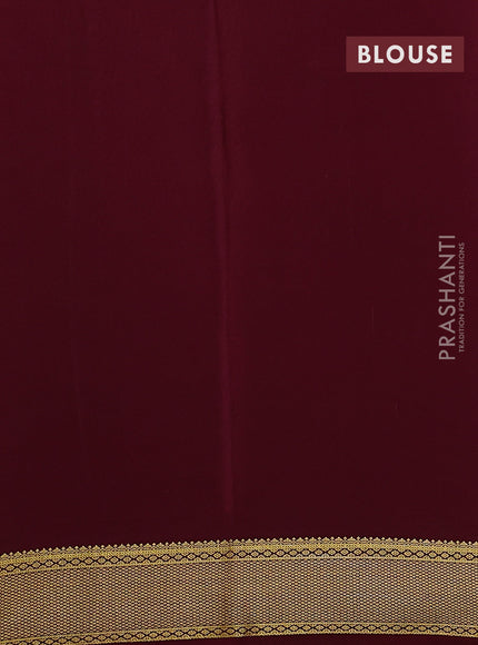 Pure mysore silk saree mauve pink and maroon with plain body and zari woven border