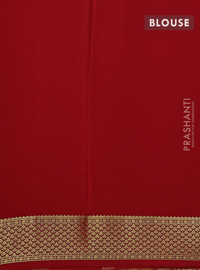 Pure mysore silk saree green and red with plain body and zari woven border