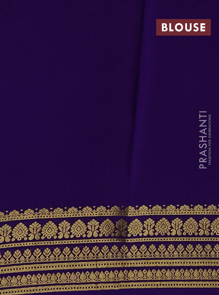 Pure mysore silk saree pink and violet with plain body and zari woven border