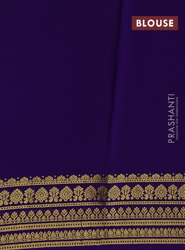 Pure mysore silk saree pink and violet with plain body and zari woven border