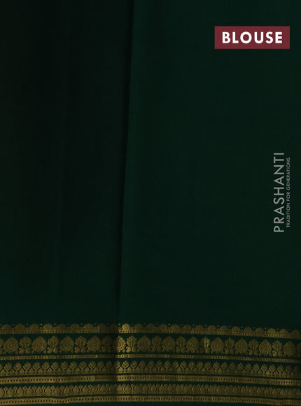 Pure mysore silk saree red and green with plain body and zari woven border