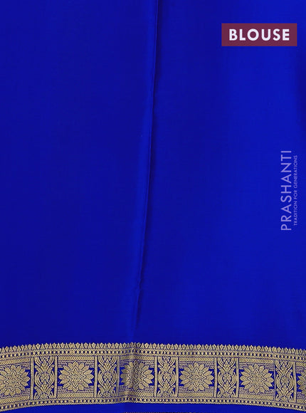 Pure mysore silk saree cs blue and blue with allover zari checked pattern and zari woven border