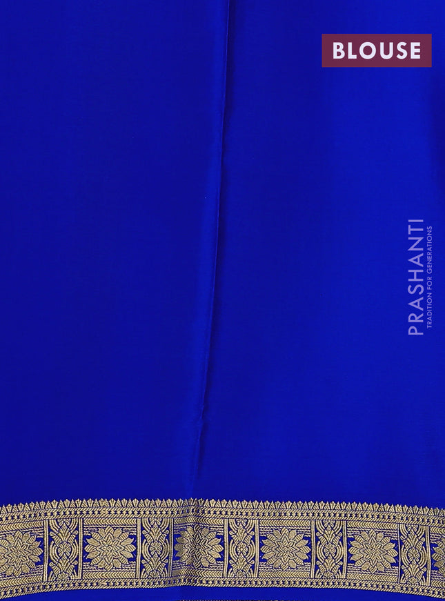 Pure mysore silk saree cs blue and blue with allover zari checked pattern and zari woven border