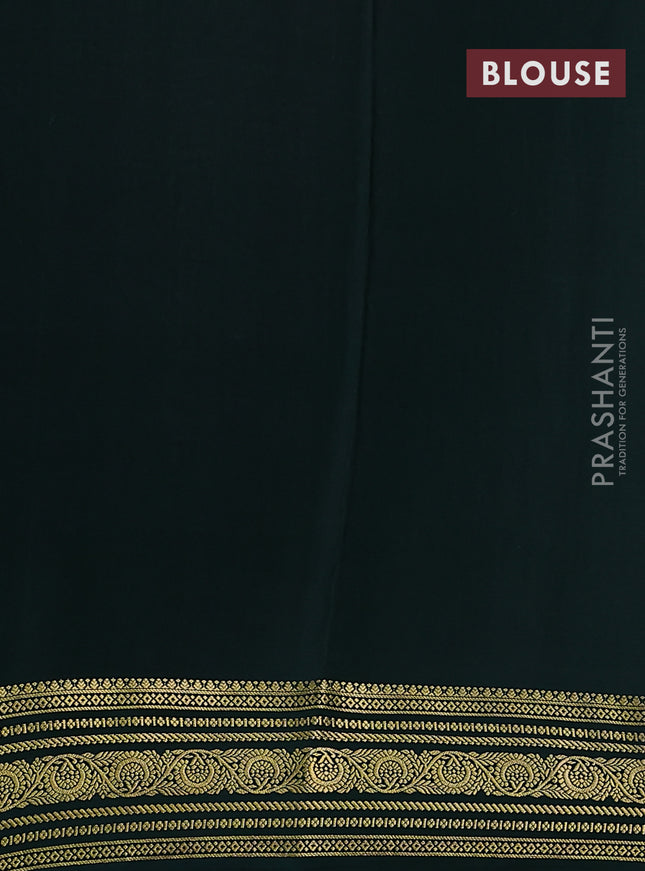 Pure mysore silk saree pink and dark green with allover small zari checks & buttas and zari woven border