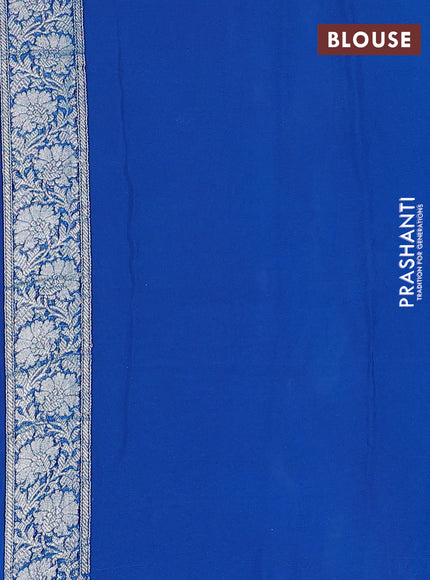 Banarasi chiffon silk saree purple and cs blue with silver zari woven buttas and silver zari woven floral border