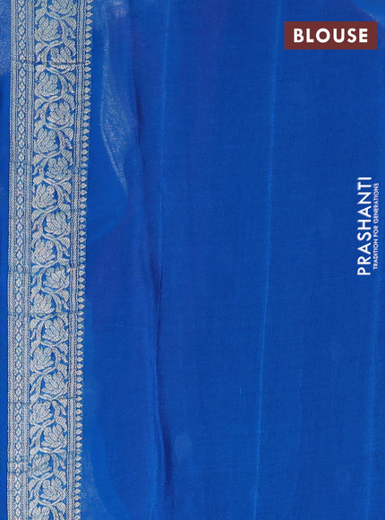 Banarasi chiffon silk saree purple and cs blue with silver zari woven buttas and silver zari woven floral border