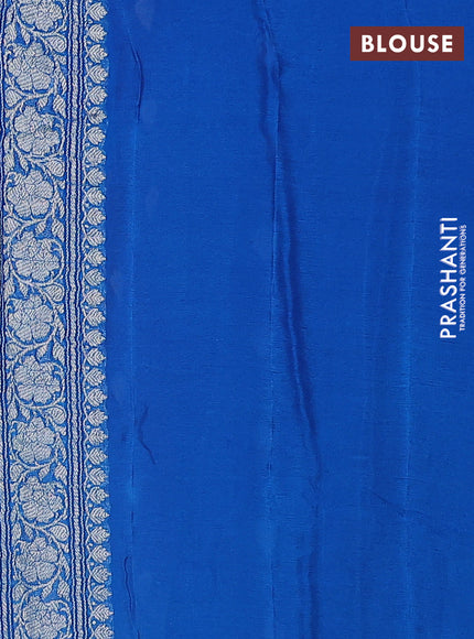 Banarasi chiffon silk saree purple and cs blue with silver zari woven buttas and silver zari woven floral border