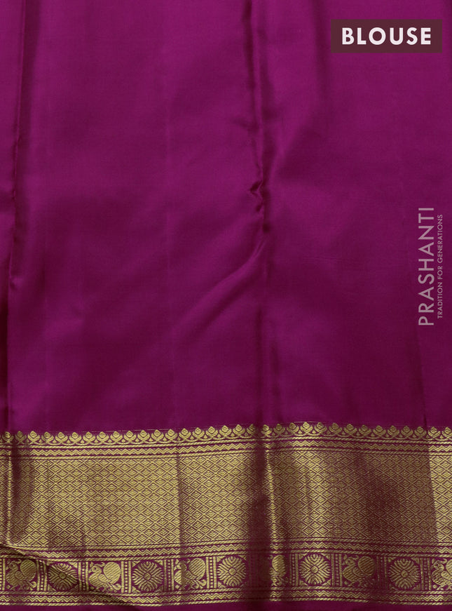 Pure kanchipuram silk saree magenta pink with allover zari woven brocade weaves and zari woven border