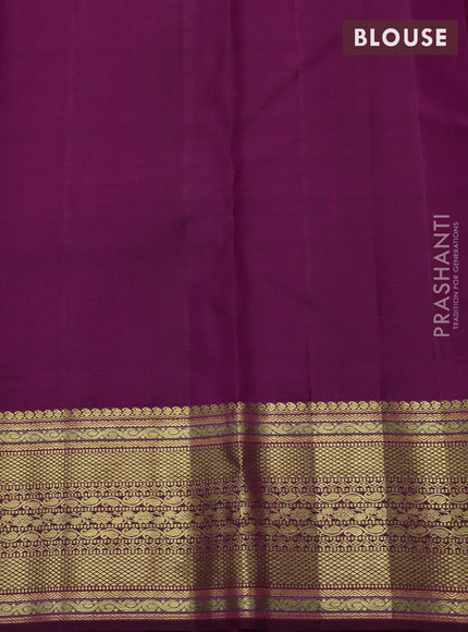 Pure kanchipuram silk saree purple with allover zari woven brocade weaves and zari woven border