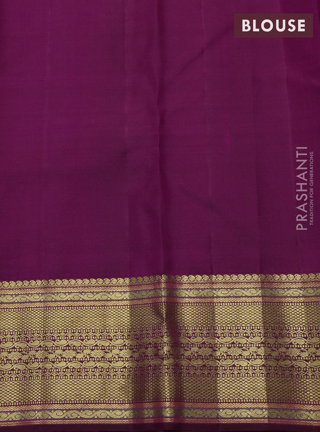 Pure kanchipuram silk saree purple with allover zari woven brocade weaves and zari woven border