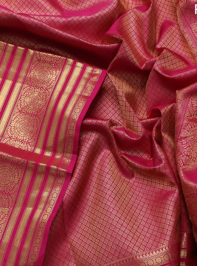 Pure kanchipuram silk saree teal green and pink with zari woven buttas and zari woven border