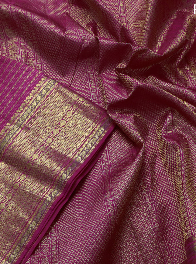 Pure kanchipuram silk saree pink with allover zari woven brocade weaves and zari woven border