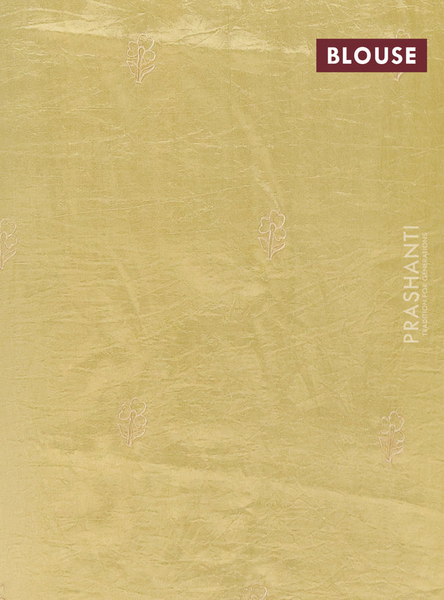 Semi tussar saree mustard shade with floral embroidery work and applique work border