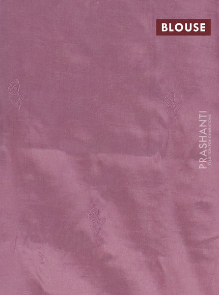 Semi tussar saree pastel pink with floral embroidery work and applique work border