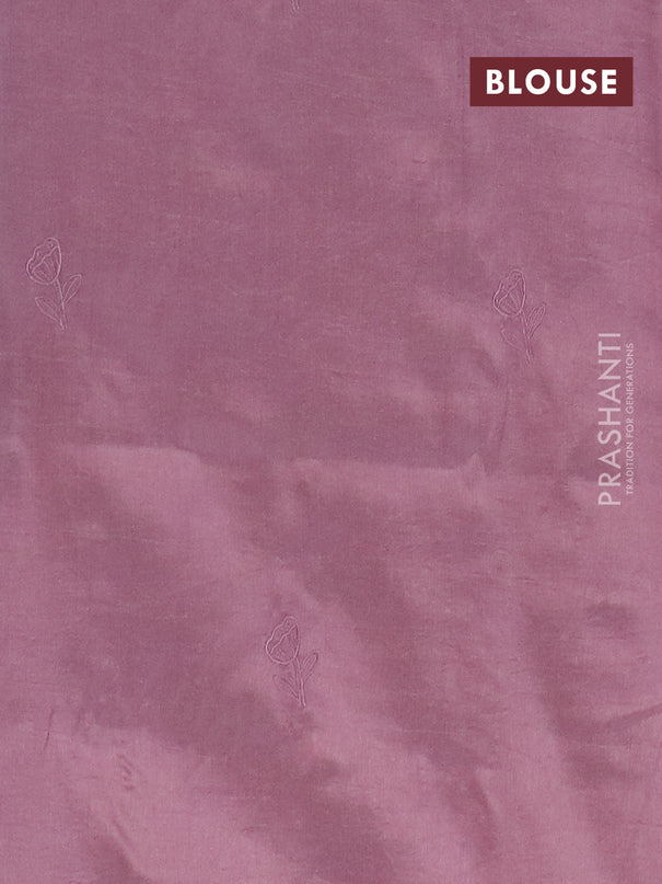 Semi tussar saree pastel pink with floral embroidery work and applique work border