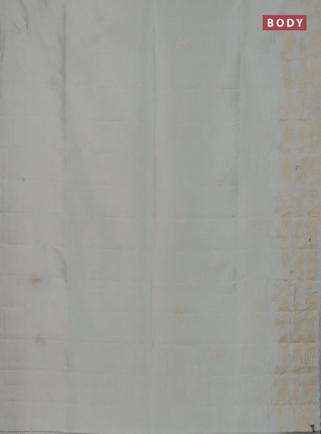 Semi tussar saree cream with floral embroidery work and applique work border