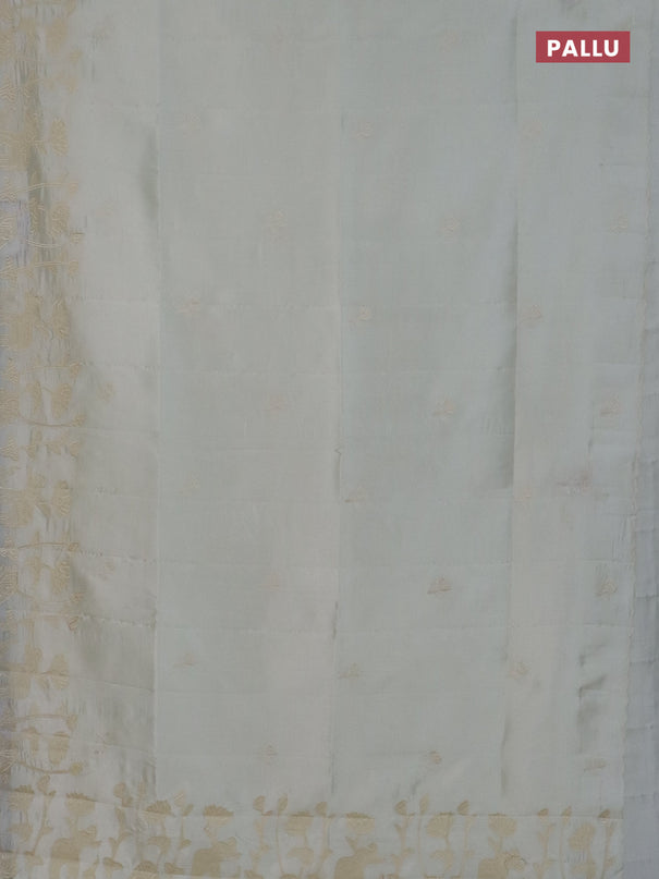 Semi tussar saree cream with floral embroidery work and applique work border