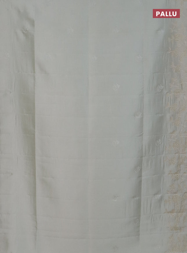 Semi tussar saree cream with floral embroidery work and applique work border