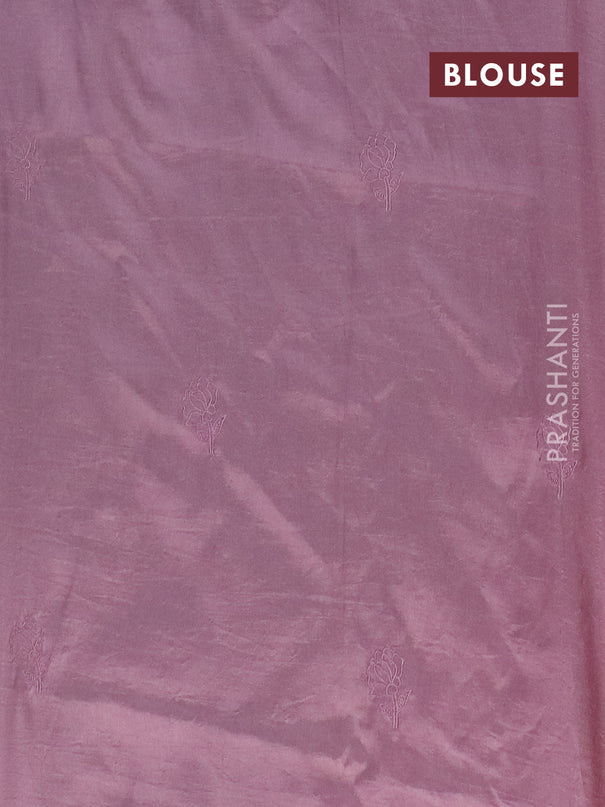 Semi tussar saree pastel pink with floral embroidery work and applique work border