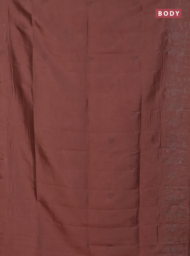 Semi tussar saree pastel peach with floral embroidery work and applique work border