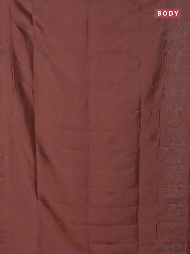 Semi tussar saree pastel peach with floral embroidery work and applique work border